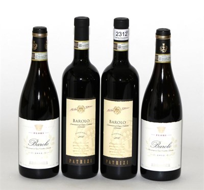 Lot 2312 - Patrizi Barolo 2012 (x2); Araldica Barolo "; Flori"; 2012 (x2) (four bottles)