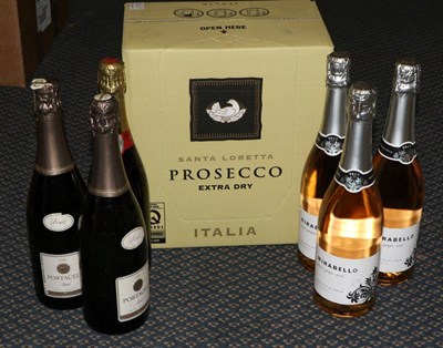 Lot 2320 - Santa Loretta Prosecco Extra Dry N.V. (x6); Mirabello Pinot Grigio Rose Spumante N.V. (x3);...