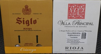 Lot 2321 - Siglo Saco Crianza 2014, Rioja (x6); Villa Principal Tempranillo 2015, Rioja (x6) (twelve bottles)