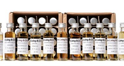 Lot 2357 - A Collection of Miniatures Samples From Douglas Laing Including: Port Ellen 35YO; Braes of...