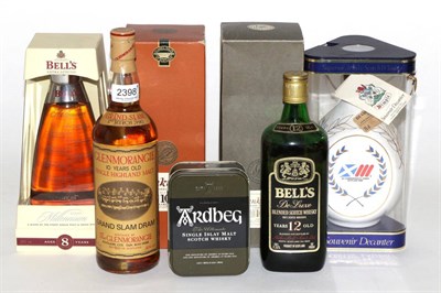 Lot 2398 - Glenmorangie Grand Slam; Bells Millennium; Dimple Scotland Commonwealth Games 1986; Bells deLuxe 12