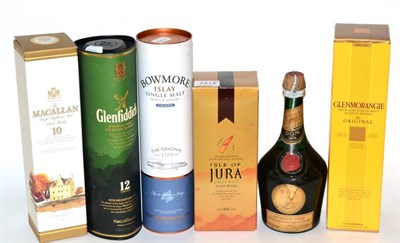 Lot 2414 - Macallan 10 Year Old Old Style Cream Label; Glenfiddich 12 Year Old; Jura 10 Year Old Old...