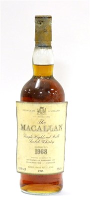 Lot 2415 - Macallan 18 Year Old 1968, 75cl, 43% U: label detached but present, capsule corroded, neck...