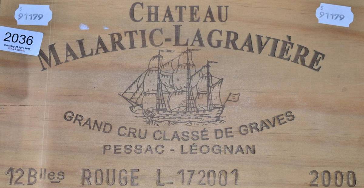 Lot 2036 - Chateau Malartic Lagraviere 2000, Pessac-Leognan, owc (twelve bottles)