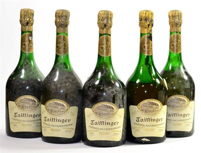 Lot 2116 - Taittinger Blanc de Blancs 1966, vintage champagne (x5) (five bottles) U: low levels, signs of...
