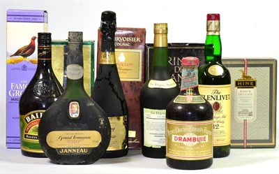 Lot 2152 - A Mixed Parcel of Coganc and Spirits Including: HINE Rare & Delicate; Courvoisier VSOP; The...