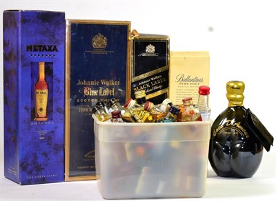 Lot 2172 - A Mixed Parcel of Whisky and Spirits Including: Johnnie Walker Blue Label, assorted miniatures...