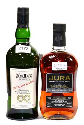 Lot 2173 - Ardbeg Perpetuum Distillery Release, 70cl, 49.2%, with swing tag; Jura Tastival 1997, 70cl, 52%...