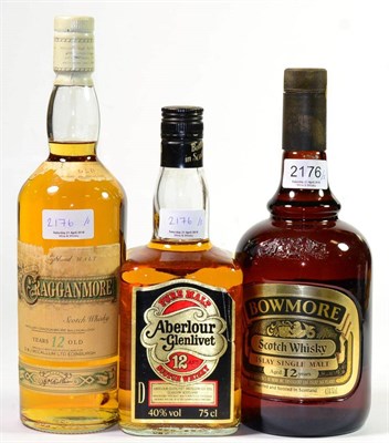 Lot 2176 - Bowmore 12 Year Old Old Style Dumpy Bottle, litre, 43%; Cragganmore 12 Year Old, no capacity or...