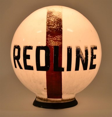 Lot 2000 - A 1920's ";Red Line"; Glass Petrol Pump Globe, painted on both sides with black lettering and a...