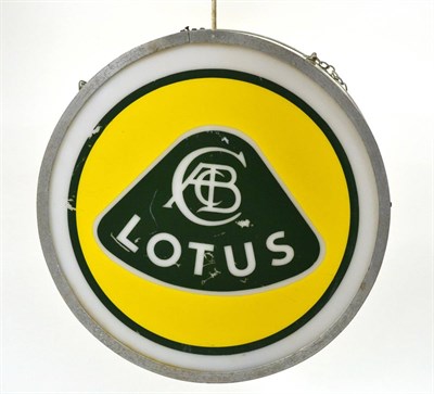 Lot 2002 - A ";Lotus"; Neon Car Sign, circa 1970, of circular form, each side with a plastic panel within...