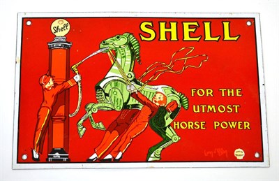 Lot 2003 - A Shell Red Enamel Sign, ";Shell for the Utmost Horse Power"; in yellow letters with a horse...