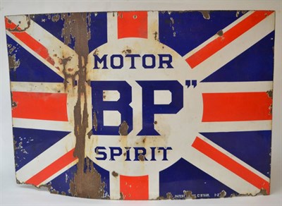 Lot 2008 - A ";Motor BP Spirit"; Enamel Sign, on the Union Jack, stamped PATENT ENAMEL CO.B'HAM 1-2, 91cm...