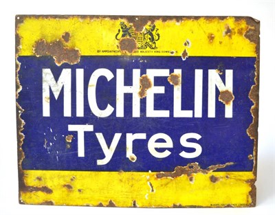 Lot 2009 - A Rare ";Michelin Tyres"; Rectangular Enamelled Sign, by Blacks, ADVLC Agency, By Appointment...
