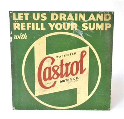 Lot 2014 - A ";Wakefield Castrol Motor Oil"; Enamel Advertising Sign, painted in green with white...