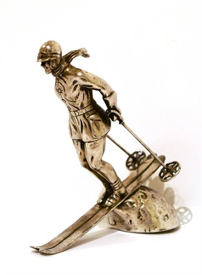 Lot 2026 - A Chromium Plated Riley Ski-Lady Car Mascot, circa 1931, the rear of the base marked RILEY...