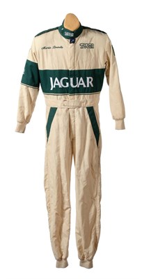 Lot 2005 - A Martin Brundle Jaguar Racing Overall  White and green, with logos for TWR, embroidered name...