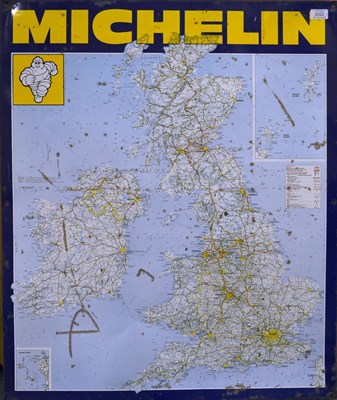 Lot 2022 - A Michelin Enamel Car Sign, showing the UK with Shetland and Orkney Islands, the blue border...