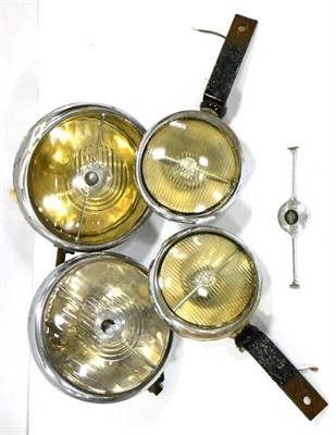 Lot 2036 - A Pair of Chrome Headlights for a 1946 Austin 16, together with A Pair of Chrome Fog lights,...