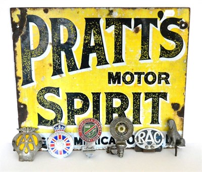 Lot 2041 - A Vintage Enamel Double Sided Car Sign, Pratts Motor Spirit, Anglo-American Oil Company...