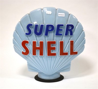 Lot 2027 - A Super Shell Blue Glass Petrol Pump Globe, the inside of the neck stamped Property of...
