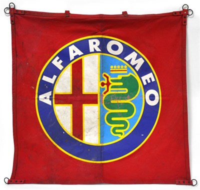 Lot 2029 - An Alfa Romeo Double-Sided Advertising Banner, of square form, the corners and top fitted with...
