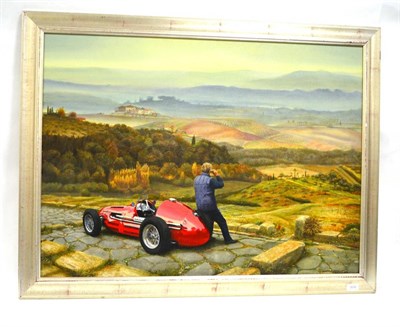 Lot 2030 - Trevor Neal (b.1947)  Maserati A6 GCM raced by Fangio in 1953, with the driver surveying the...