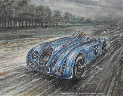 Lot 2035 - Phil May (20th century contemporary) ";Jean Pierre in His 3.3 Bugatti Wins French GP 1935";...