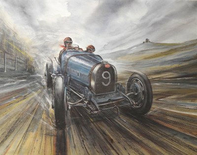 Lot 2039 - After Phil May (20th century contemporary) ";Viva La Bugatti"; Limited edition colour print, signed