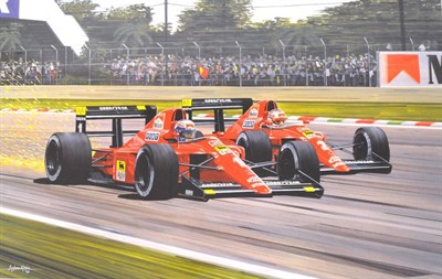 Lot 2041 - After Andrew Kitson  ";Mexican I-2 24th June 1990, Alain Prost and Nigel Mansell battling it...