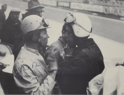 Lot 2045 - A Framed Black and White Print, showing Paul Frere (30.1.1917- 22.2.2008) racing driver and...