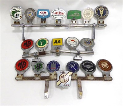 Lot 2020 - Nineteen Car Badges, some removed from a Sunbeam Rapier, to include MG Owners Club, East...
