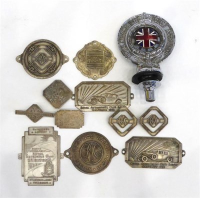 Lot 2033 - A Collection of Pre War RAC Rally Plaques And Badges Comprising Of, Two 1933 Hastings rally plaques