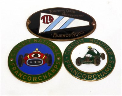 Lot 2034 - Two Francorchamps Circuit Routier Enamel Badges 1950-60's, diameter 8cm each, together with a...