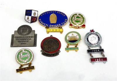 Lot 2037 - A Collection of Car Club Lapel Badges and Plaques Comprising, Bugatti Owners Club Prescott...