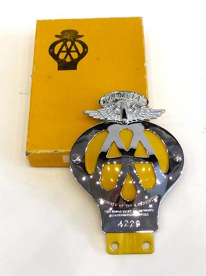 Lot 2038 - A Rare Chrome AA Zambia Car Badge, stamped 4229, in original box and in unused condition,...