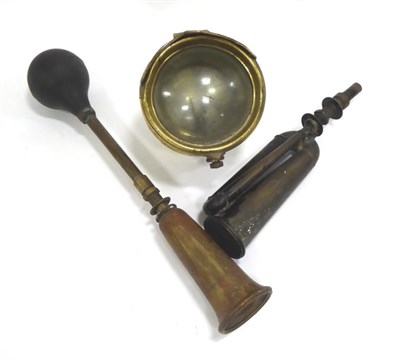 Lot 2052 - A Vintage Lucas King of the Road Car Horn, a vintage brass and copper car horn with rubber bulb and