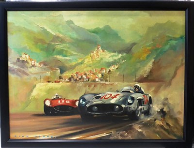 Lot 2066 - Dion Pears (1929-1985)  Stirling Moss winning 1955 Targa Florio in Mercedes 300 SLR no 104...