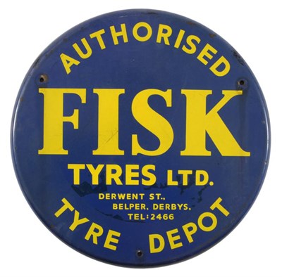Lot 2076 - A Blue Enamel Single-Sided Circular Advertising Sign ";Fisk Tyres Ltd. Authorised Tyre Depot,...