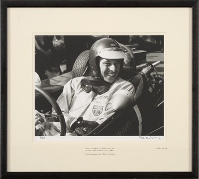 Lot 2077 - After Peter Darley, limited edition black and white photograph, Jim Clark-Team Lotus, Oulton...