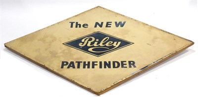 Lot 2080 - A ";The New Rally Pathfinder"; Large Wooden Lozenge Shaped Single-Sided Advertising Sign, 121cm...