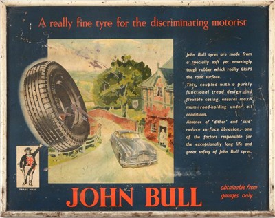 Lot 2081 - A John Bull Framed Advertising Sign, on board, ";John Bull trademark, obtainable from garages...