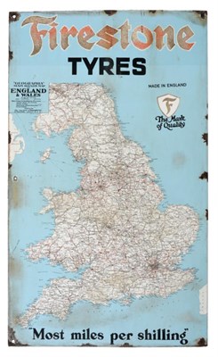 Lot 2082 - A ";Firestone Tyres Geographical Main Road Map of England and Wales Most Miles Per Shilling";...