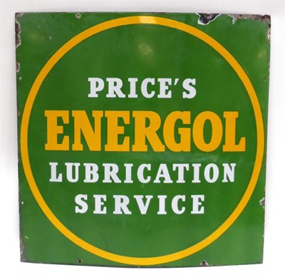 Lot 2086 - A ";Prices ENERGOL Lubrication Service"; Enamel Single-Sided Advertising Sign, with drill...