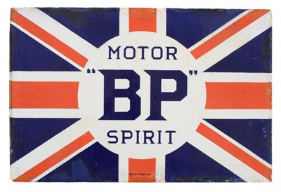 Lot 2088 - A ";Motor BP Spirit"; Union Jack Enamel Double-Sided Motoring Sign, 40.5cm by 61cm  Buyer's premium