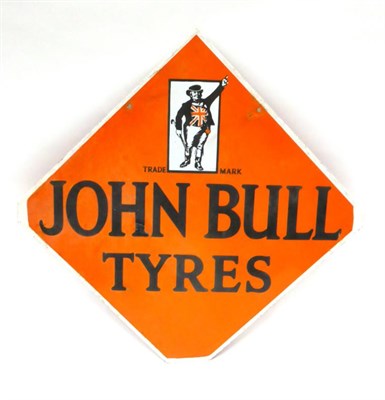 Lot 2089 - A ";John Bull Tyres"; Enamel Double-Sided Lozenge Shaped Advertising Sign, with drill holes,...
