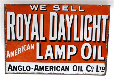 Lot 2091 - An Anglo-American Oil Co Limited Double-Sided Enamel Sign ";We Sell Royal Daylight American...