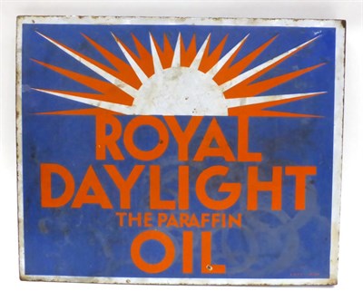 Lot 2093 - A ";Royal Daylight Paraffin Oil";, Enamel Double-Sided Enamel Advertising Sign, with mounting...