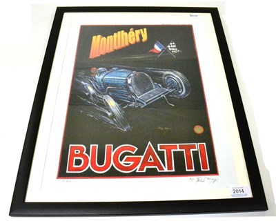 Lot 2014 - After Phil May ";Bugatti of Montihery"; Giclee poster print, signed in pencil, 46cm by 35cm...