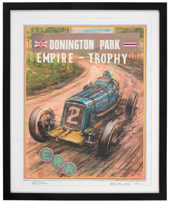 Lot 2015 - After Phil May ";The English Racing Automobiles at Donington 1939 ERA R12C, Prince Bira of Siam...